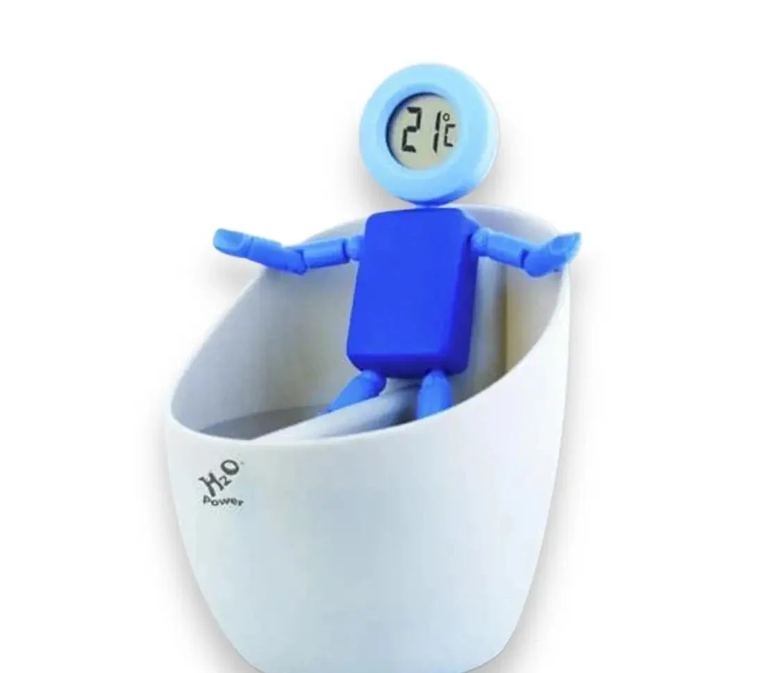 Waterboy Thermometer & Uhr | Batterie-frei mit Wasserantrieb | Nachhaltiges Design-Objekt